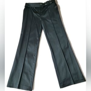 Bebe Satin like dress evening pant flare leg w. zipper on belt to hold items